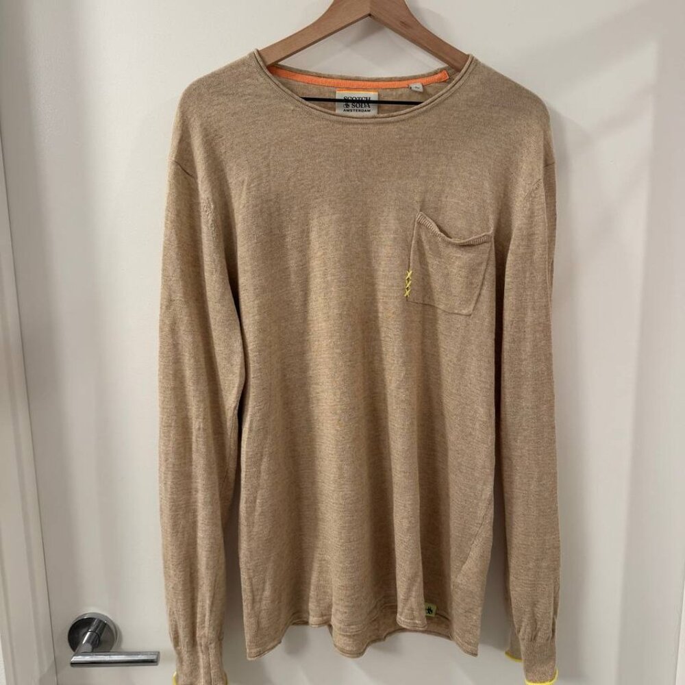 NWT Scotch & Soda Beige Light Mens Crewneck Sweater Size L